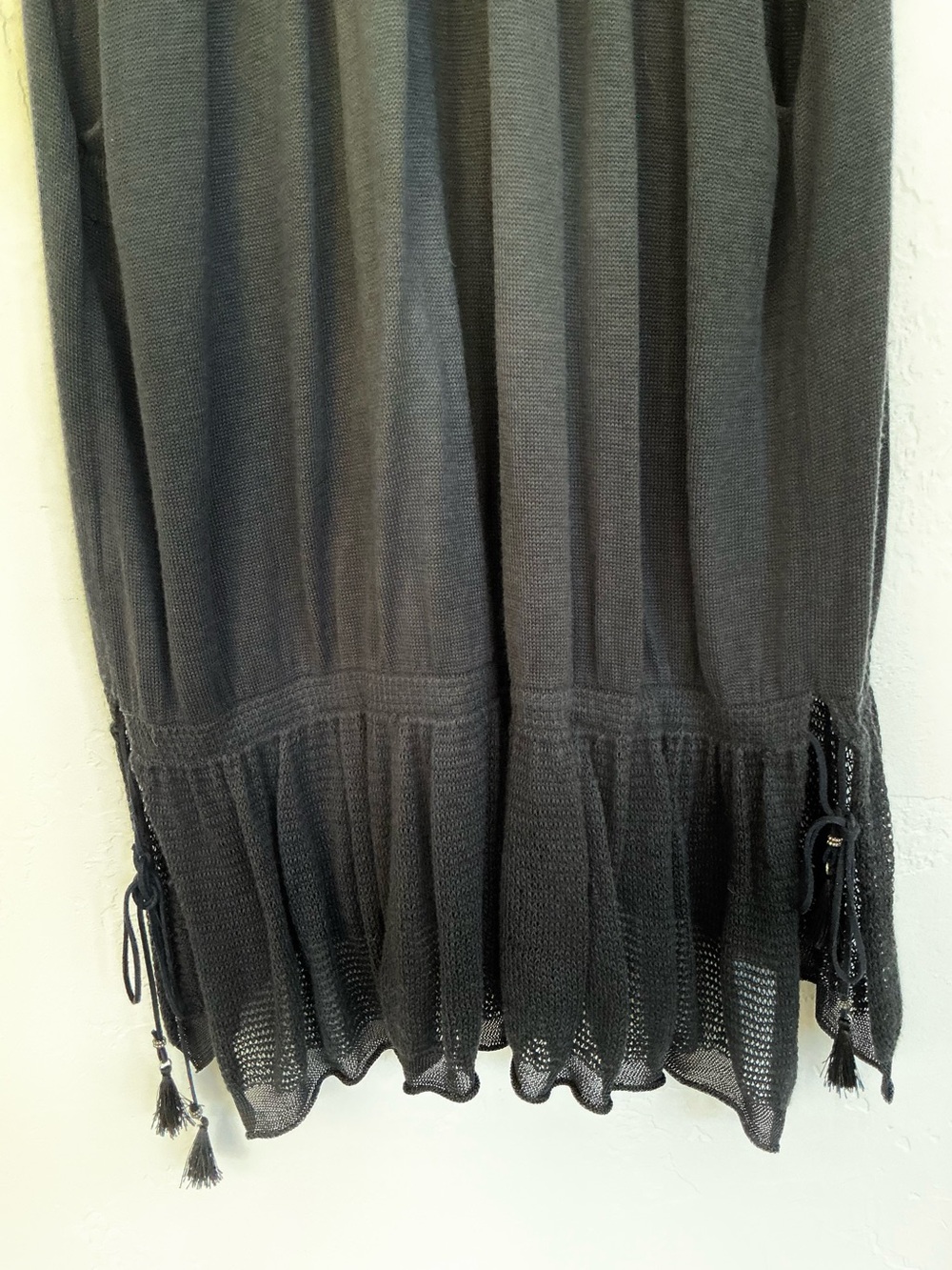 Free People Deep V-Neck Lightweight Knit Dropped Waist Tunic Top - Charcoal - Picture 9 of 9